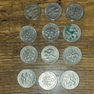 Twelve (12) Vintage 1960s American USA 10 Cent Dimes (Potential Silver)